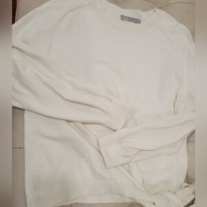 Vince Classic Cream Crew Neck Side Tie Sweater